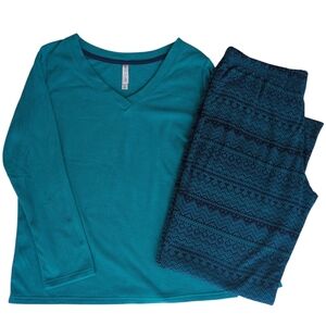 Gilligan & O'Malley Fleece Sleepwear Pajama Set XXL Green Long Sleeve